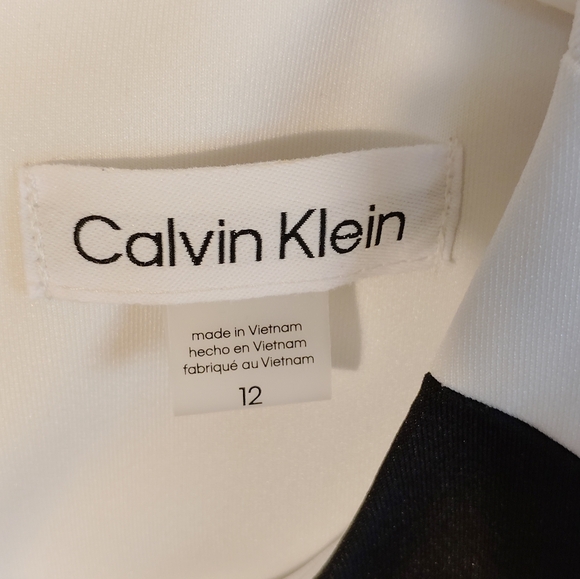 Calvin Klein Black and White Colorblock Midi Sheath Dress - Picture 4 of 5
